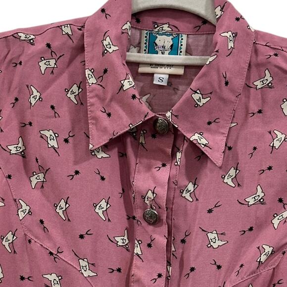 90s Desert West By Sherry Holt Novelty Print Button Down Top - Picture 6 of 7